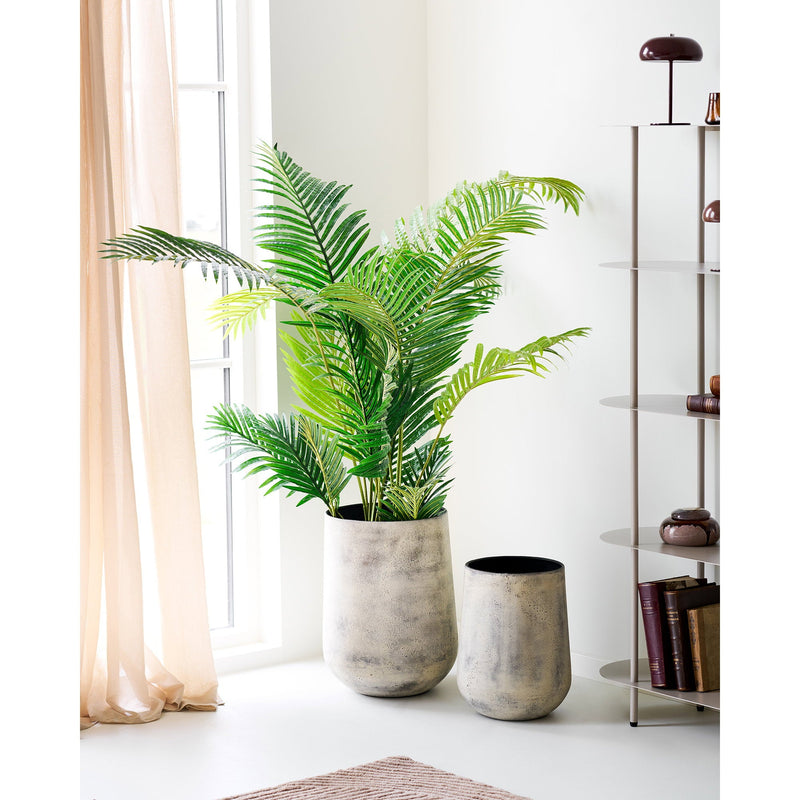 Dimensions Set de 2 cache-pots Hou métal beige antique effet pierre