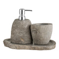 Set salle de bain Gara pierre rivière naturelle distributeur gobelet plateau vue ensemble