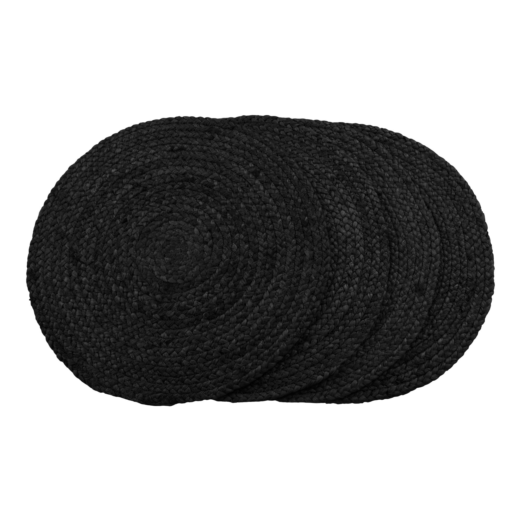 Set de table Bombay jute tressé gris anthracite rond ø38 cm lot de 4 vue dessus