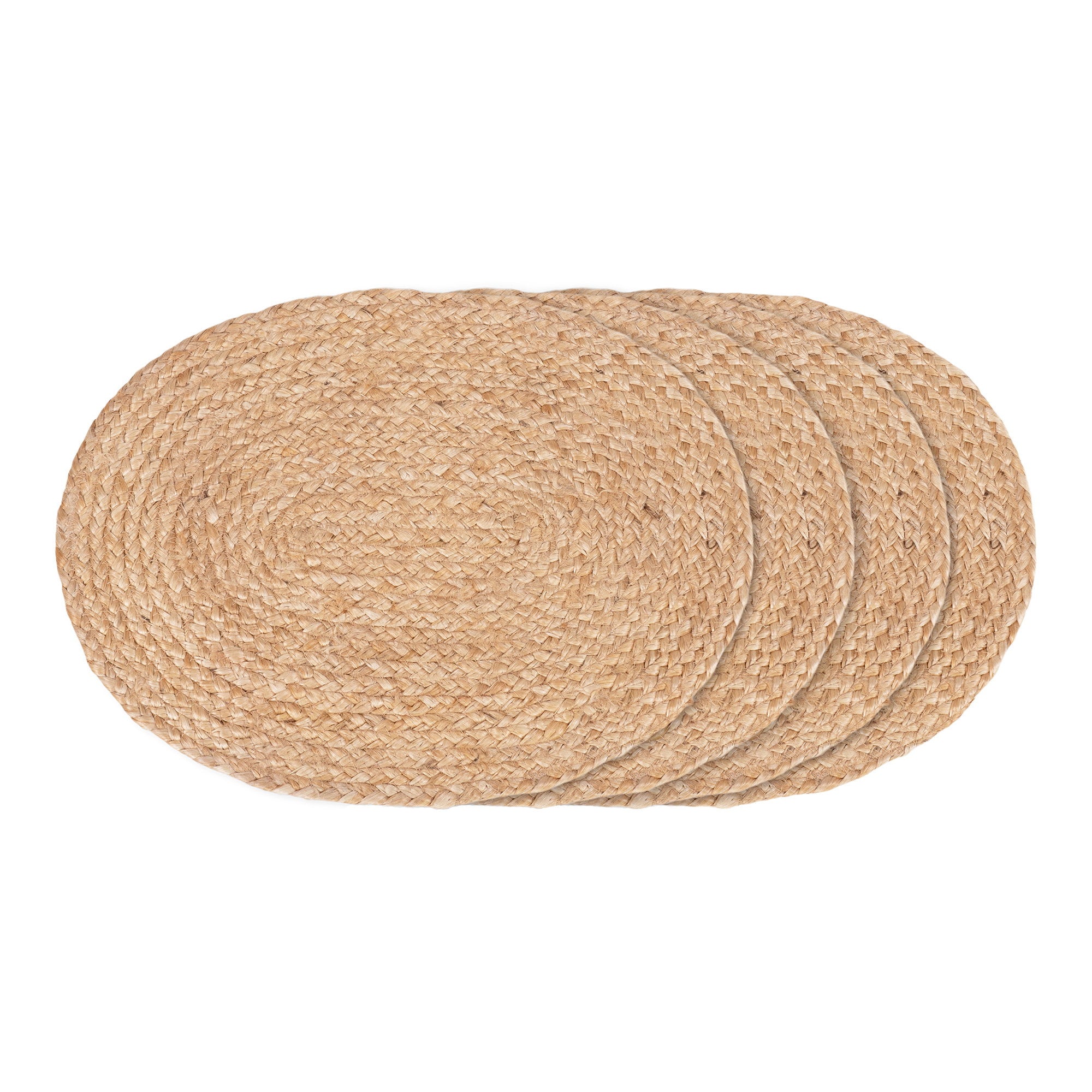 Set de table Bombay jute tressé naturel ovale 35x45 cm lot de 4 vue de dessus