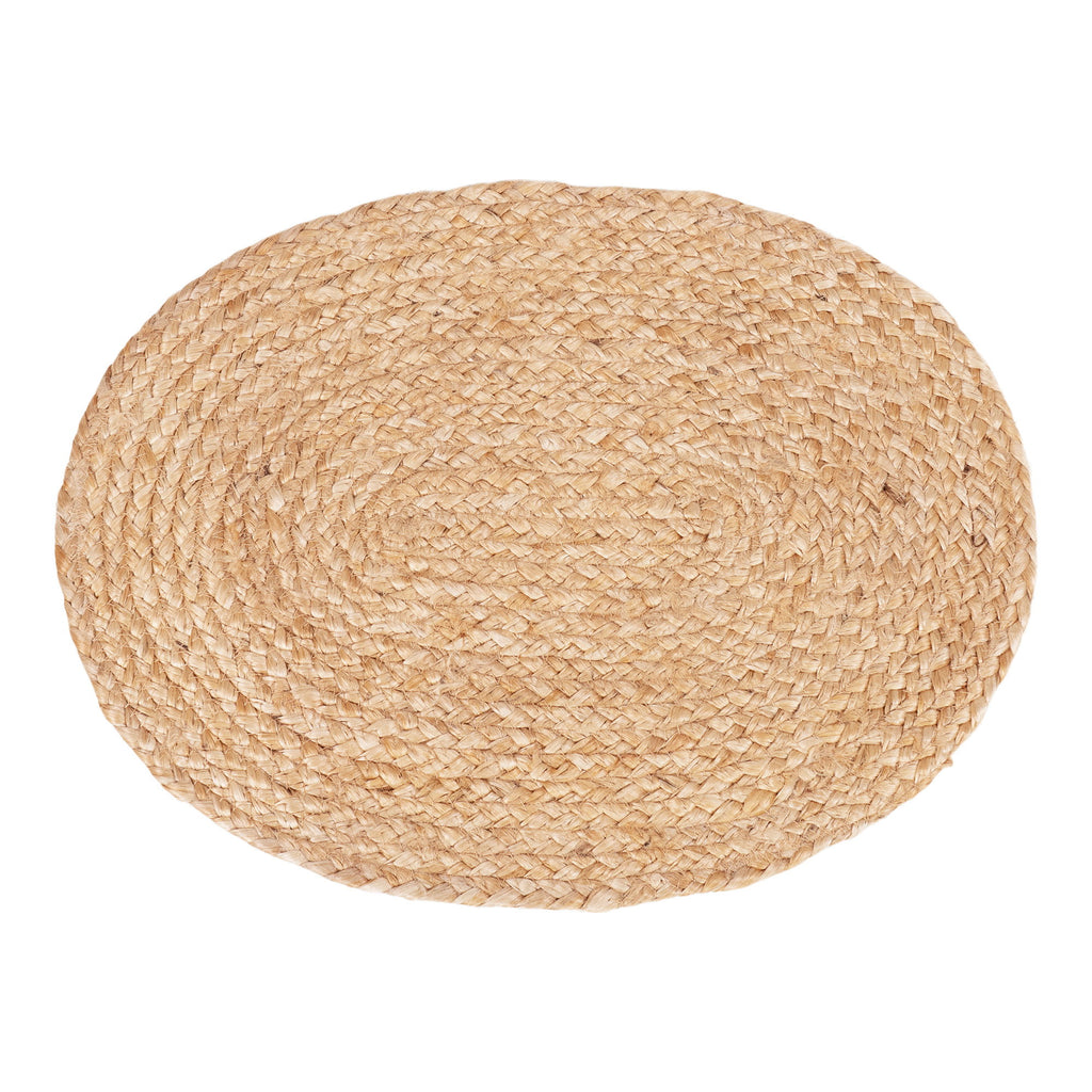 Set de table Bombay jute tressé naturel forme ovale vue individuelle dessus
