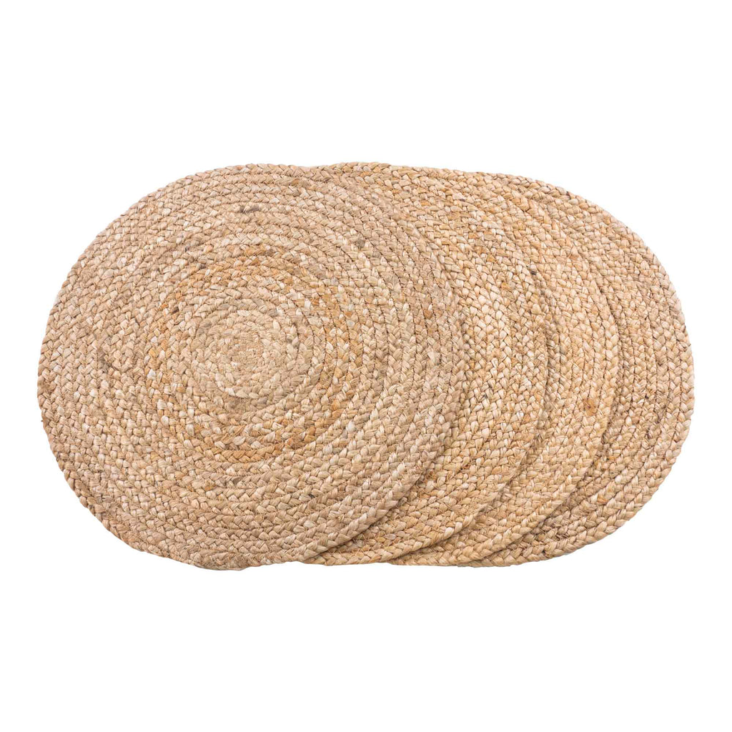 Set de table Bombay jute tressé naturel lot de 4 superposés vue du dessus