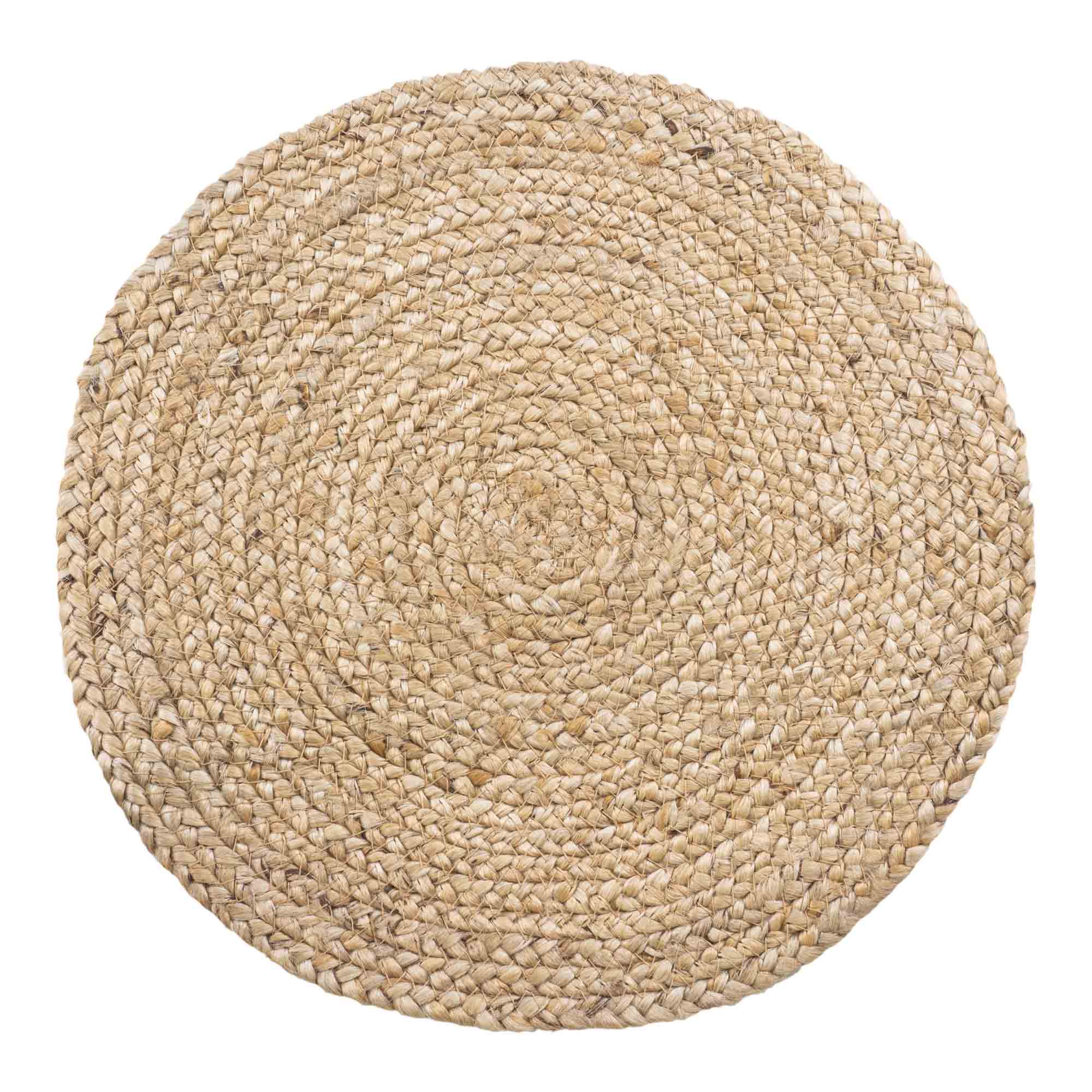 Set de table rond Bombay jute naturel Ø 38 cm vue de dessus détail spirale