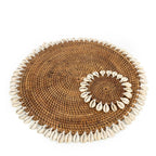 Set de table rond Colonial en rotin brun bordé de cauris 40 cm, vue 7