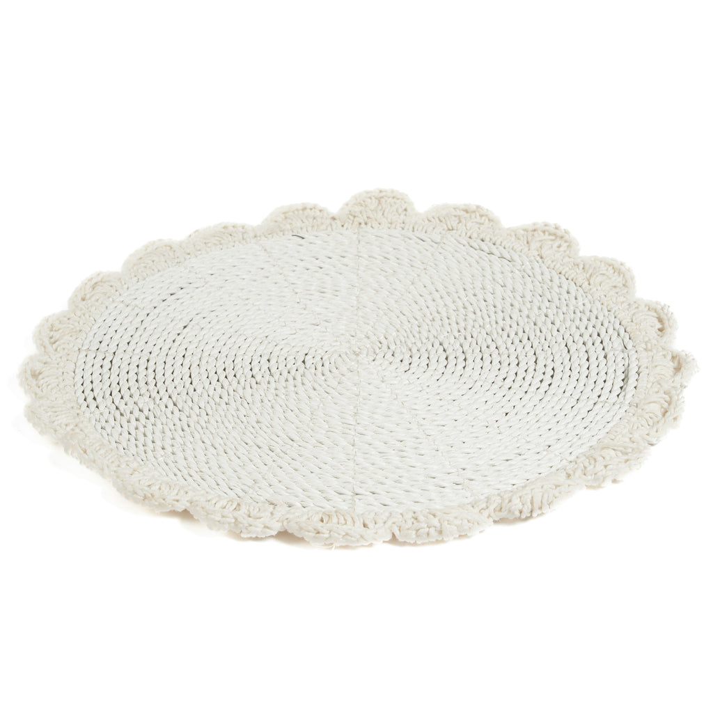 Set de table rond en cordon blanc à festons crochetés 40 cm, vue 5