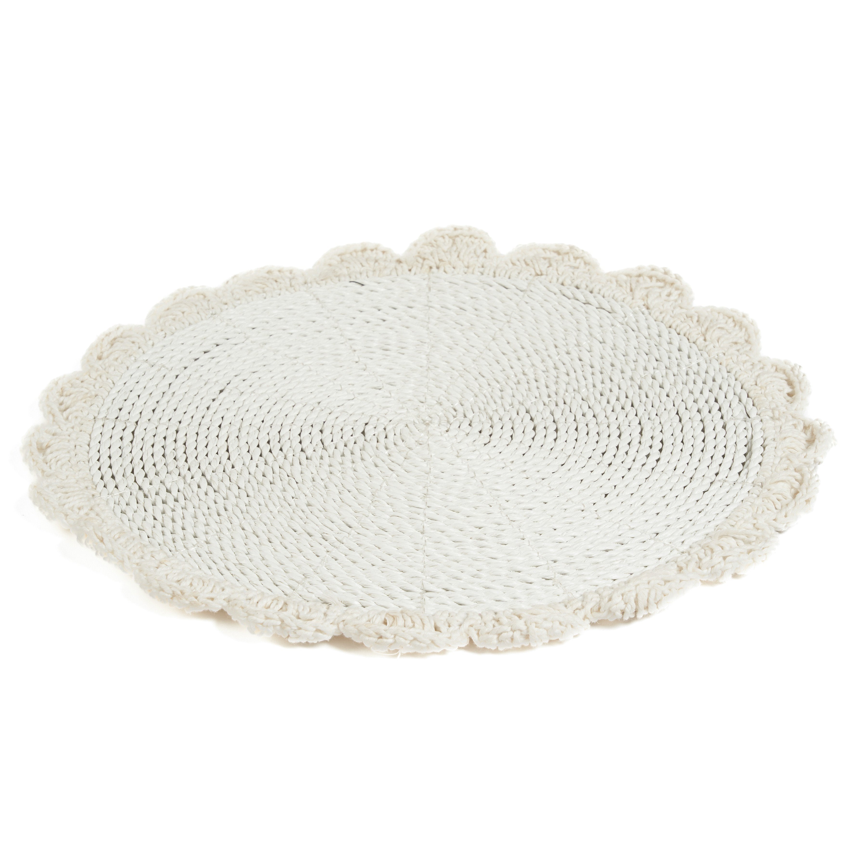 Set de table rond en cordon blanc à festons crochetés 40 cm, vue 5