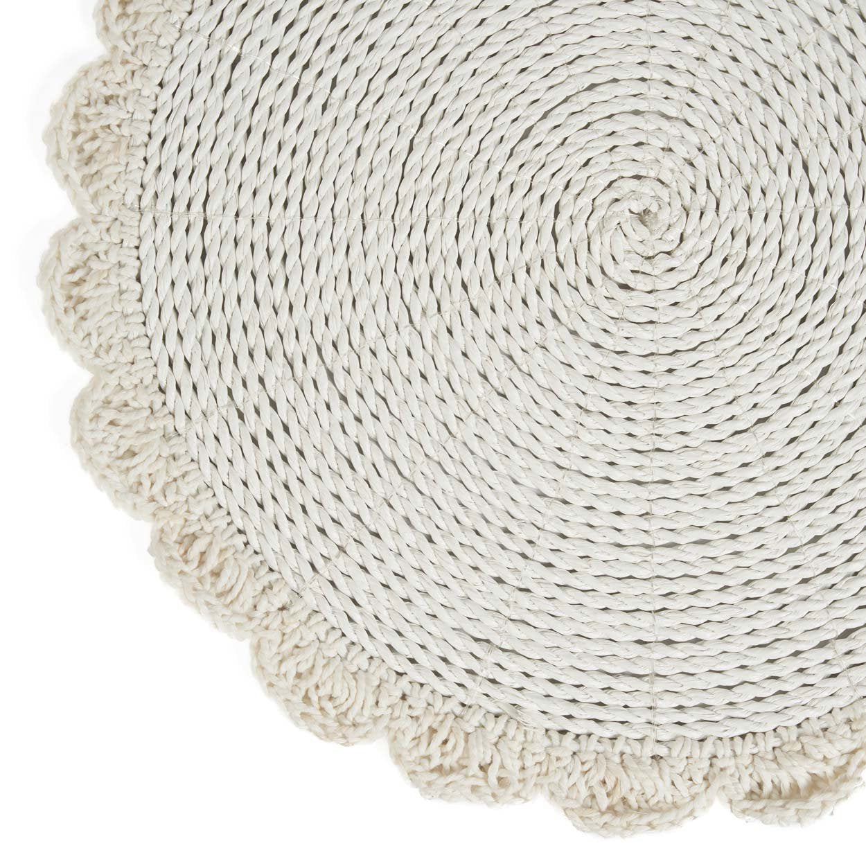 Set de table rond en cordon blanc à festons crochetés 40 cm, vue 6