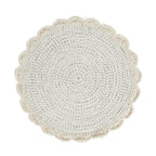 Set de table rond en cordon blanc à festons crochetés 40 cm