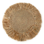 Set de table rond crocheté à large frange de palme 45 cm
