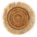 Set de table rond en feuille de bananier à frange de raphia 45 cm