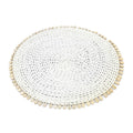 Set de table rond en jonc de mer blanc bordé de cauris 38 cm