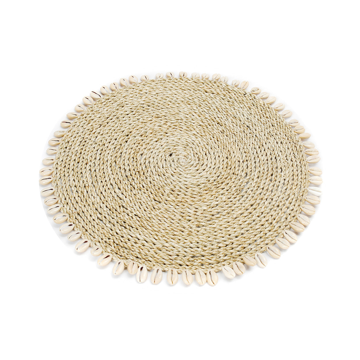 Set de table rond en jonc de mer bordé de cauris 38 cm