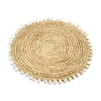 Set de table rond en raphia crocheté bordé de cauris 38 cm