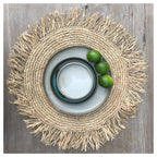 Set de table rond en raphia crocheté à frange 45 cm, vue 4
