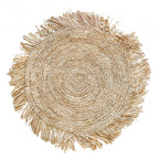 Set de table rond en raphia crocheté à frange 45 cm