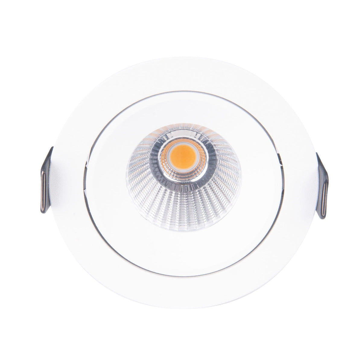 Spot encastré Cyklop métal blanc vu de face collerette ronde et LED au centre du réflecteur
