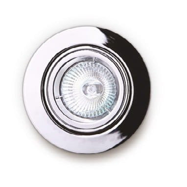 Spot encastré Fine rond chromé vu de face avec une ampoule à réflecteur