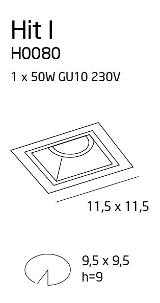 Dimensions Recessed spotlight Hit white GU10