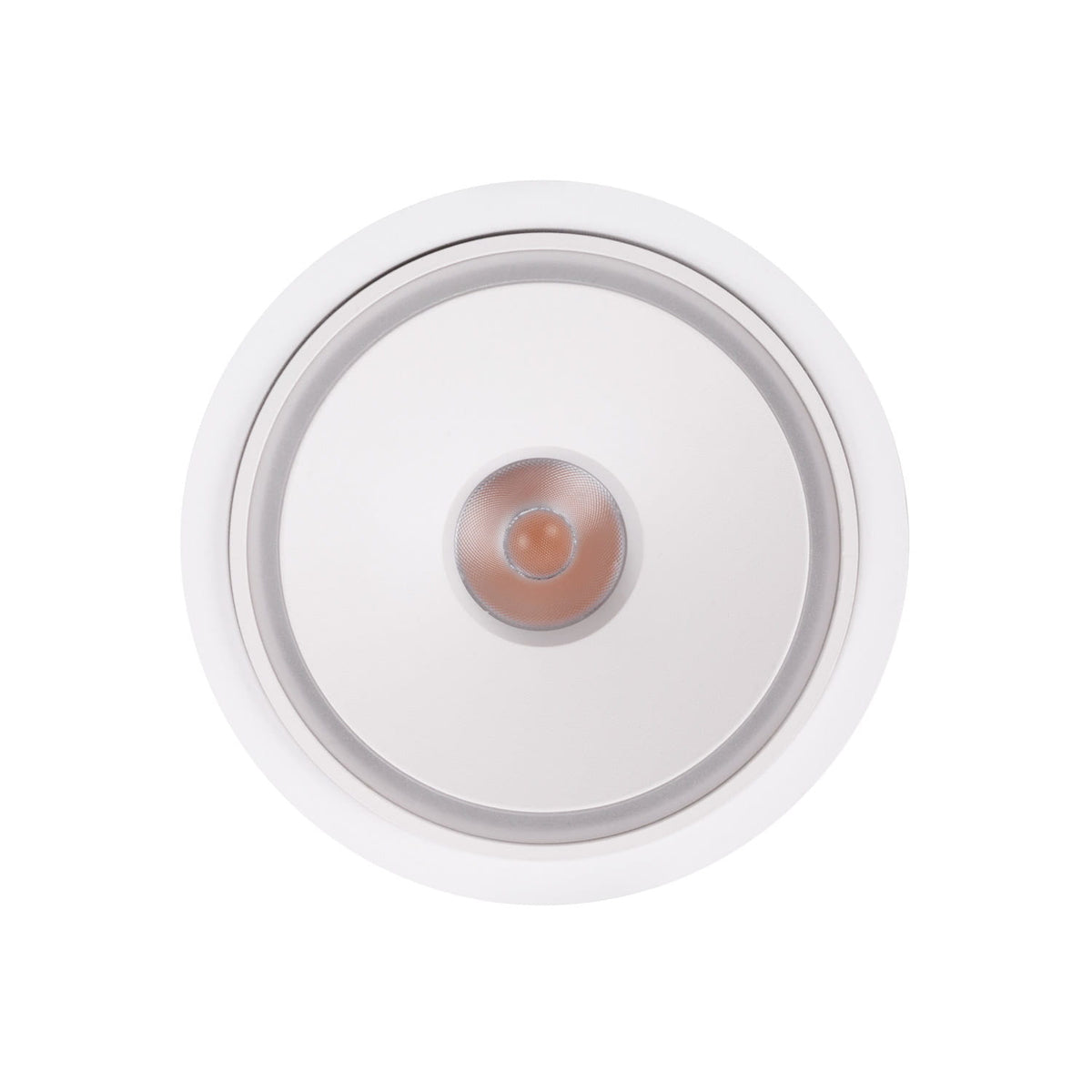 Spot encastré Vector rond métal blanc vu de dessous avec sa collerette et sa source LED au centre