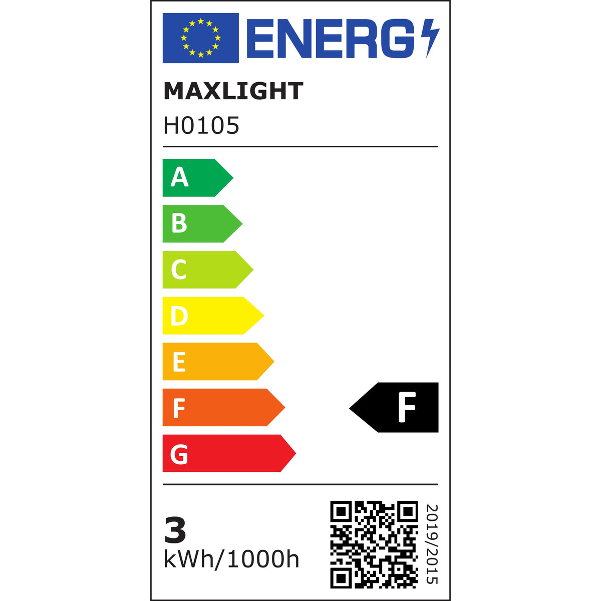 Étiquette énergie du spot encastré Yuca classe F