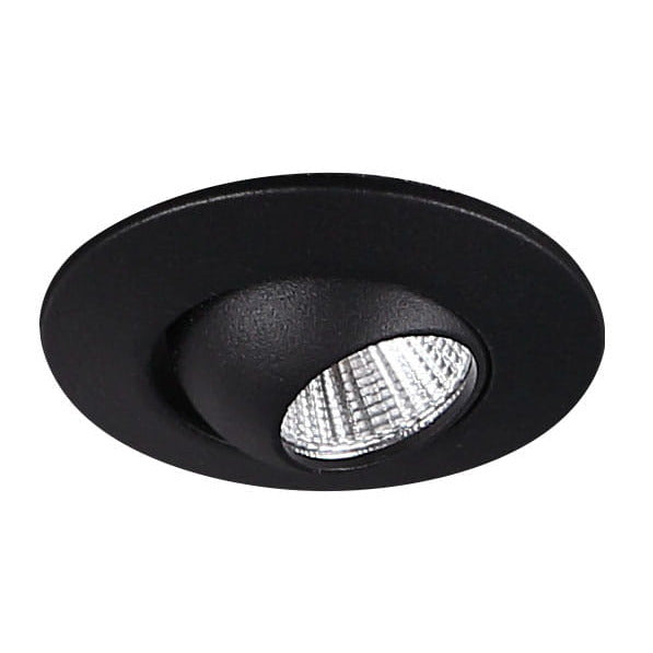 Spot encastré Yuca noir rond avec sa tête orientable inclinée et son réflecteur à facettes