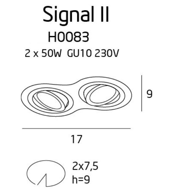 Dimensions Einbauleuchte Signal Double Weiß GU10