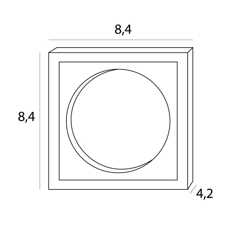Dimensions Foco empotrado Spilio cuadrado 7 cm sin marco
