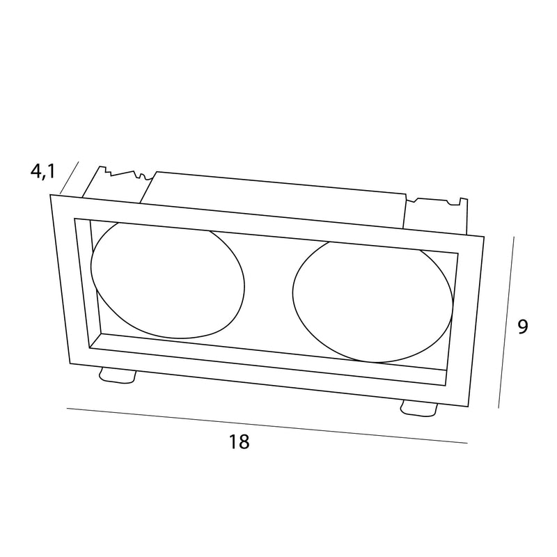 Dimensions Foco empotrado Spilio doble rectangular