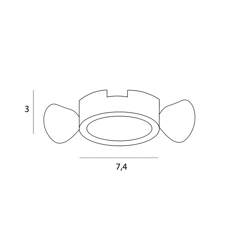 Dimensions Spot encastré Spilio rond 7 cm