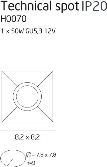 Dimensions Spot encastré Technical crème GU5,3