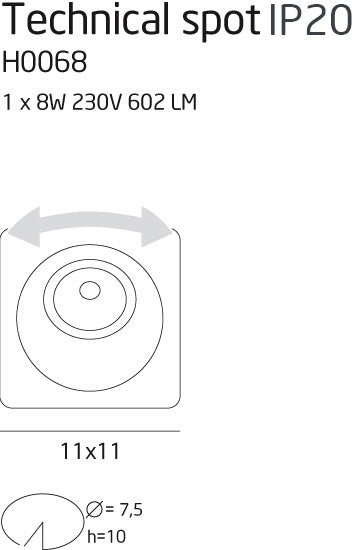 Dimensions Einbauleuchte Technical LED creme