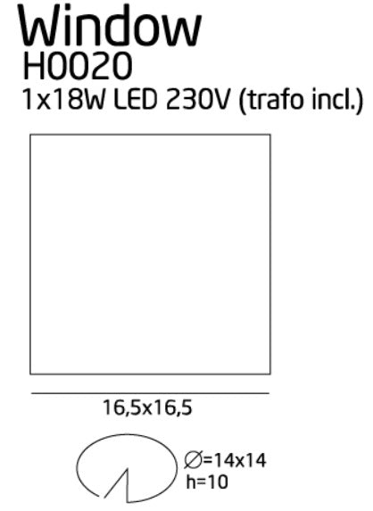Dimensions Foco empotrado Window blanco