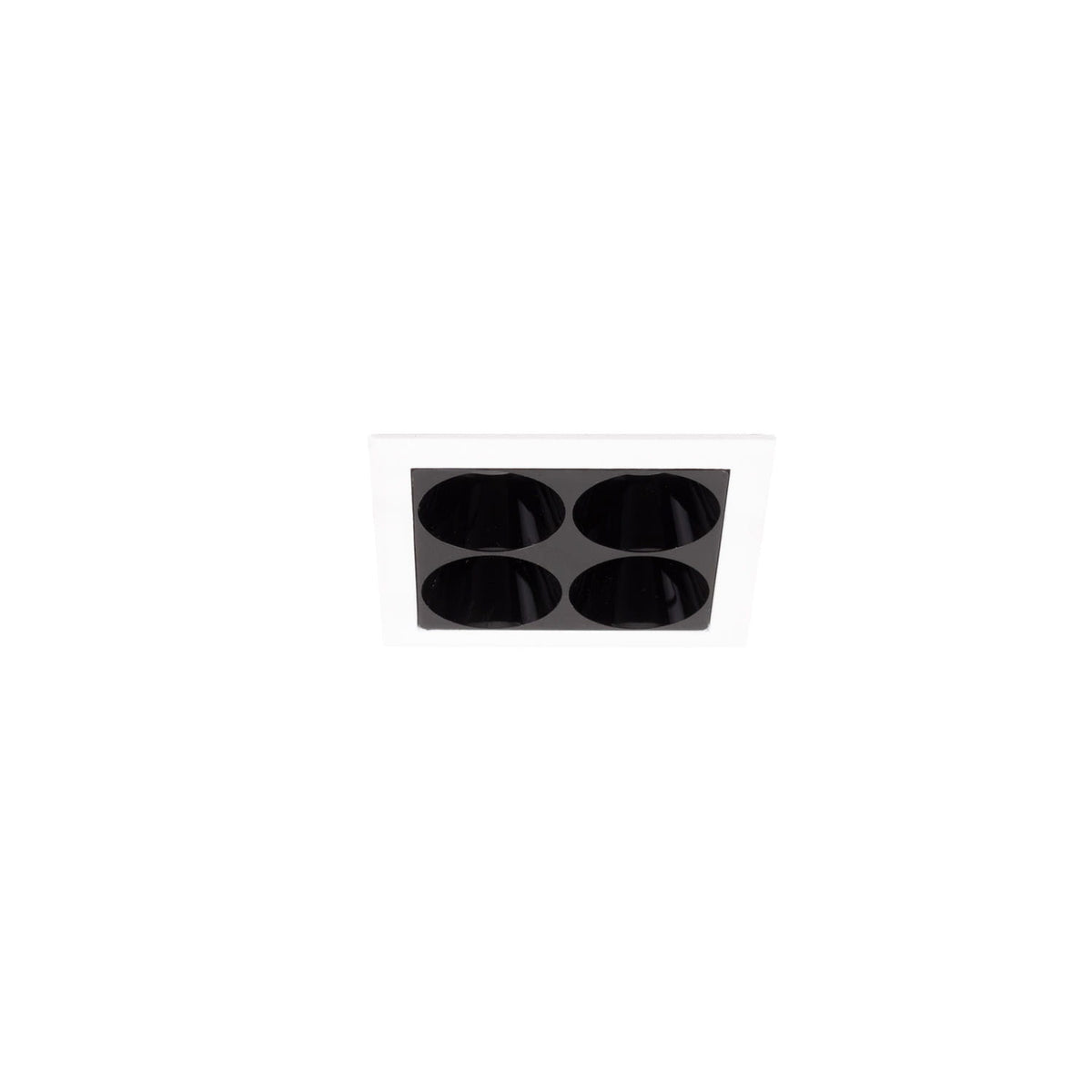Spot encastré X-Line carré éteint quatre cellules noires dans un cadre en aluminium blanc