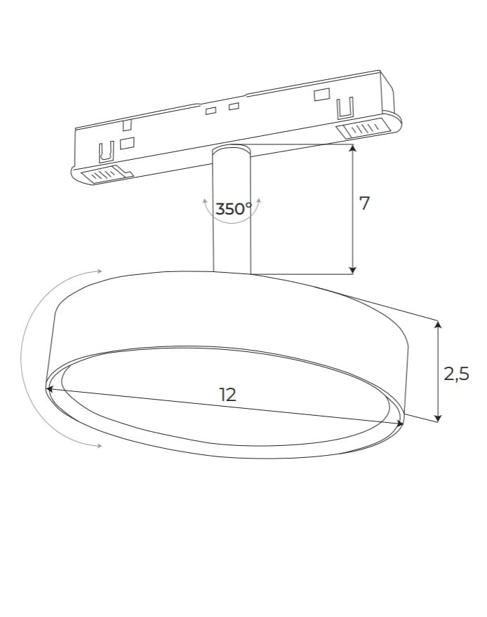 Dimensions Spot Magnetic disque 12 W blanc connecté Zigbee