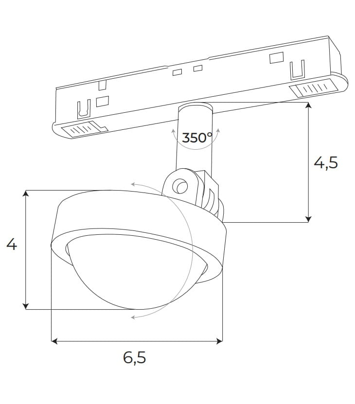 Dimensions Spot Magnetic dôme 8 W blanc connecté Zigbee