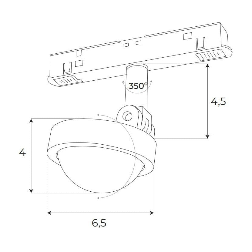 Spot Magnetic dôme 8 W noir, vue 3