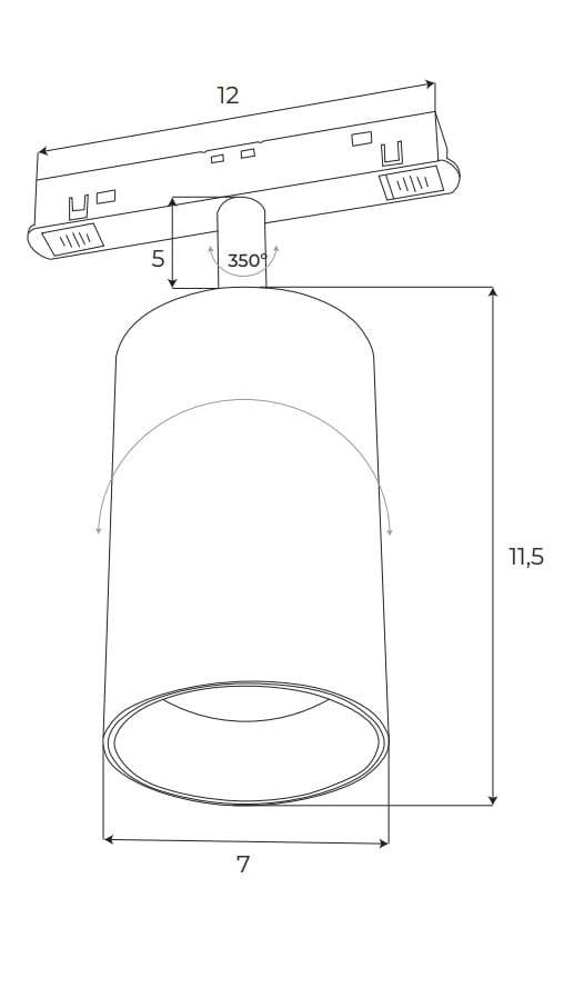 Dimensions Proyector Magnetic reflector 18 W blanco