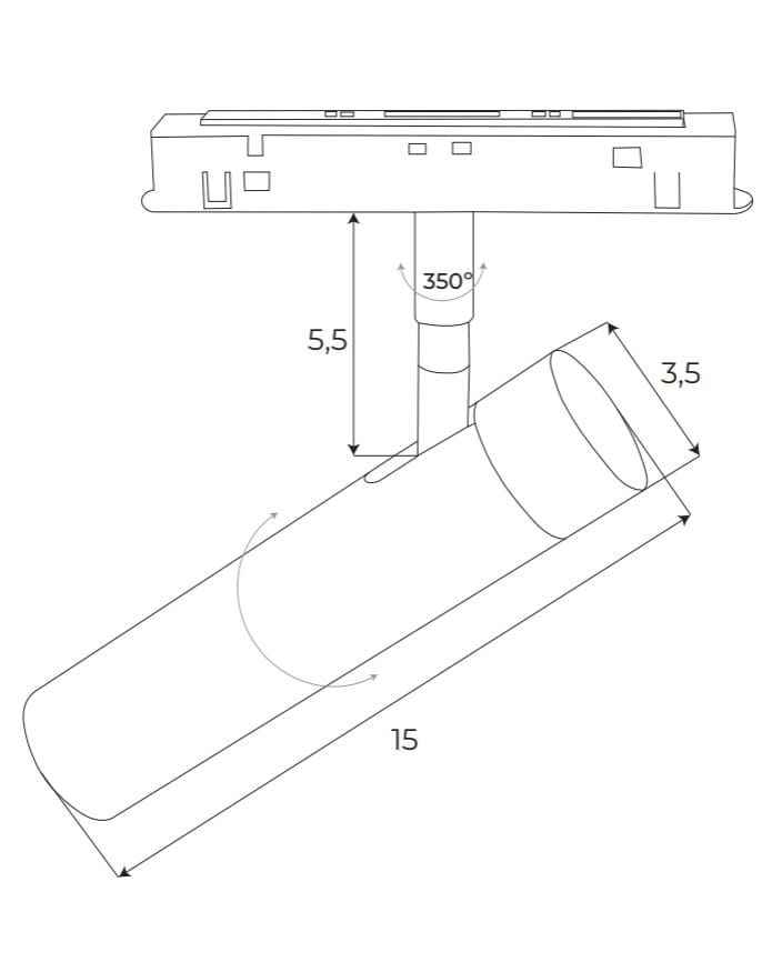 Dimensions Proyector Magnetic reflector 7,9 W dorado conectado Zigbee