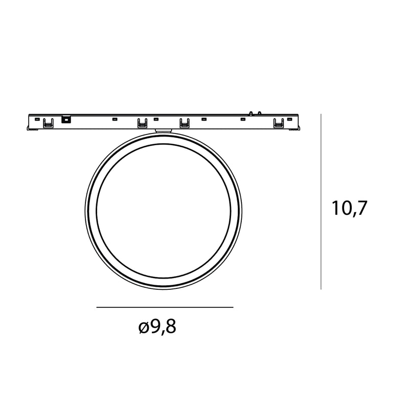 Dimensions Spot Micro11 rond opale 12 W noir