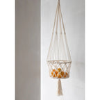 Support de plante suspendu en macramé blanc 110 cm, vue 3