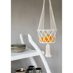Support de plante suspendu en macramé blanc 110 cm, vue 5