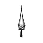 Support de plante suspendu en macramé noir 100 cm