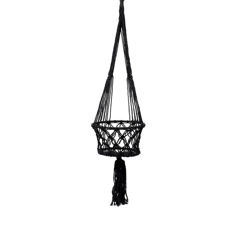 Dimensions Support de plante suspendu en macramé noir 110 cm