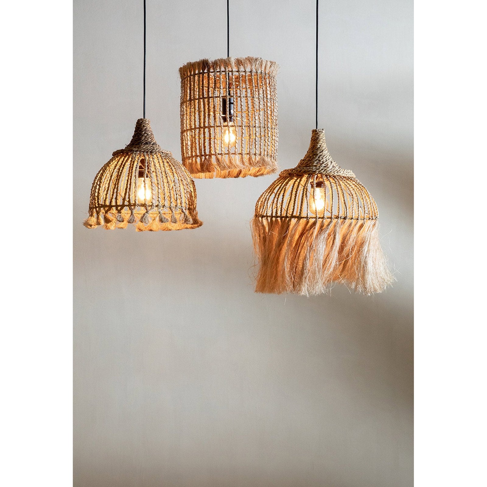 Suspension Abaca Tassel en abaca naturel à pompons, vue 3