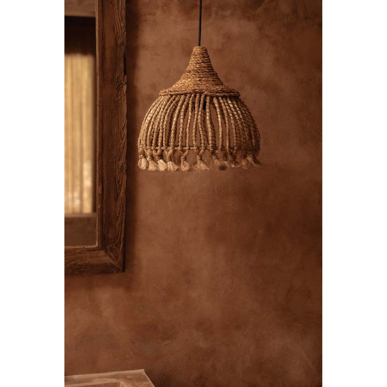 Suspension Abaca Tassel en abaca naturel à pompons, vue 4
