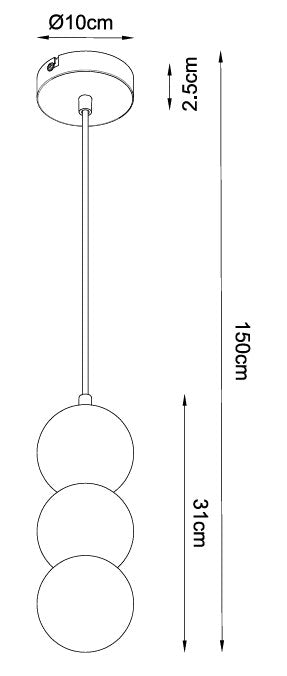 Dimensions Alice Amber G9 Pendant Light