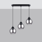 Suspension Alino 3 verre fumé E27 de profil