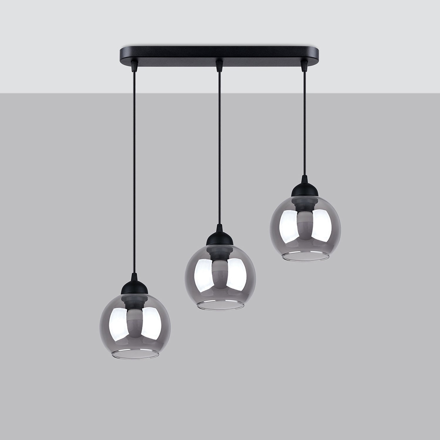 Suspension Alino 3 verre fumé E27 de profil