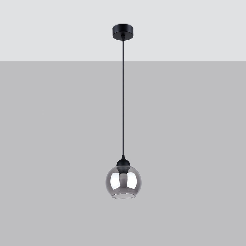 Suspension Alino verre fumé E27 de profil