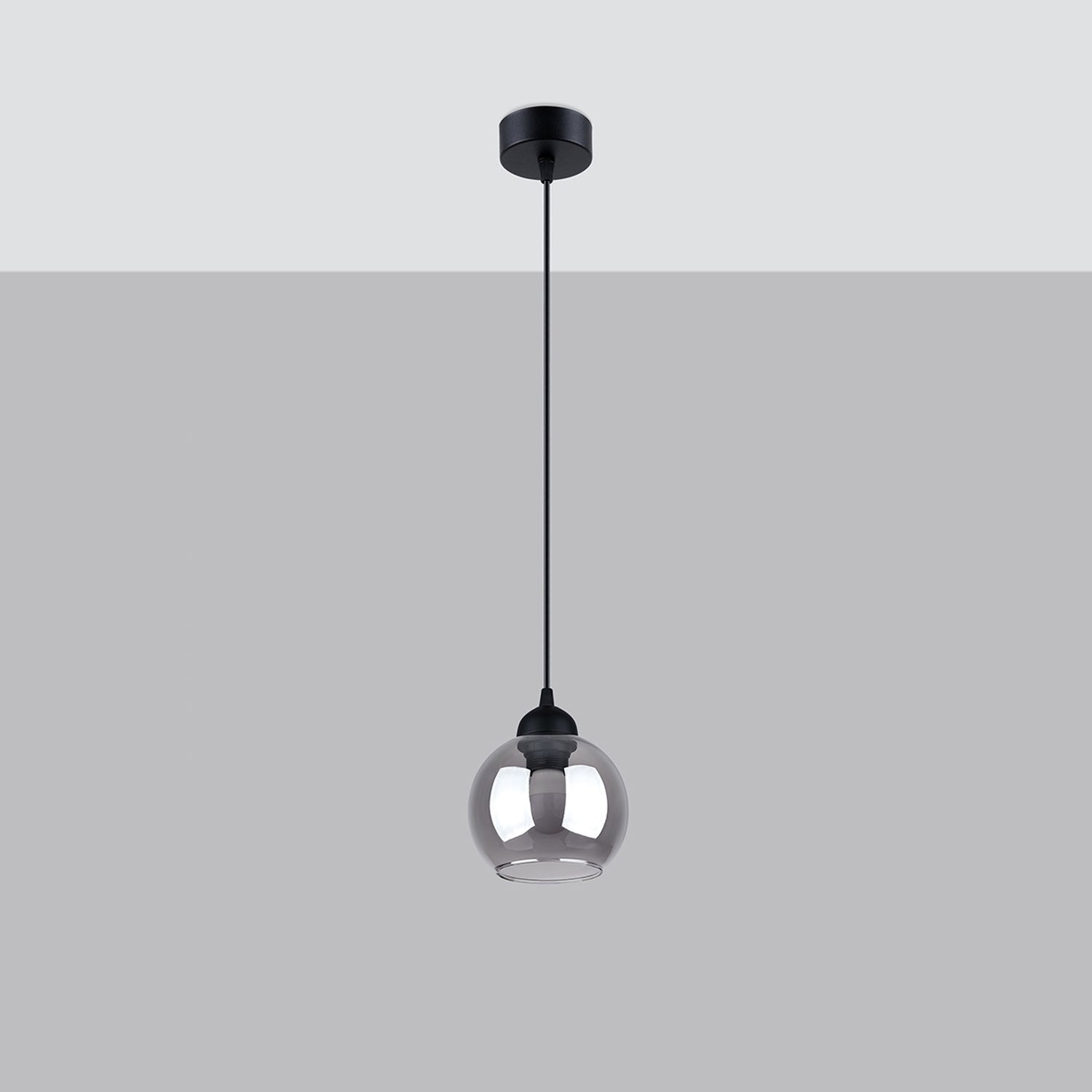 Suspension Alino verre fumé E27 de profil